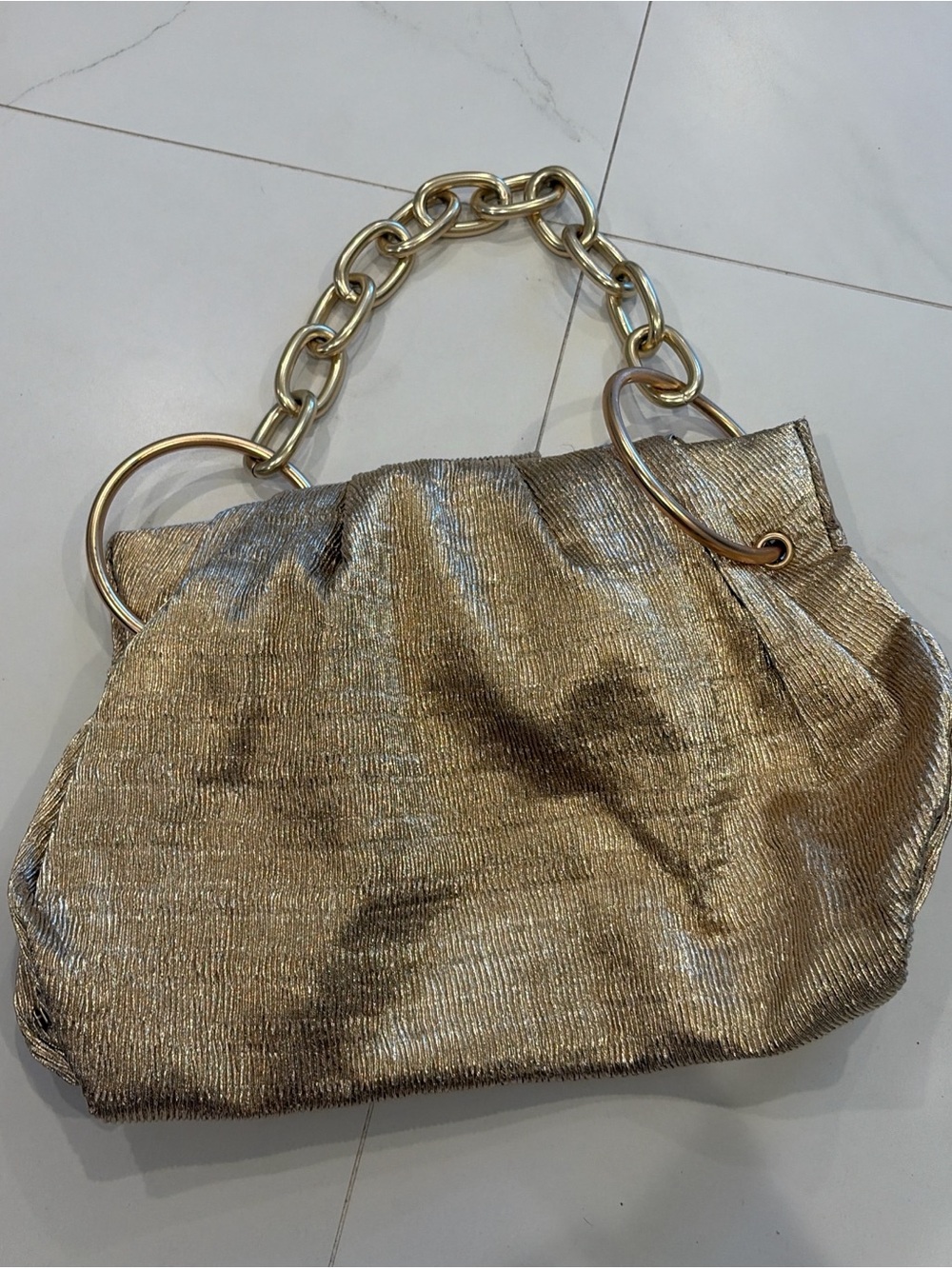 Gold Chain-Handle Women's Evening Bag